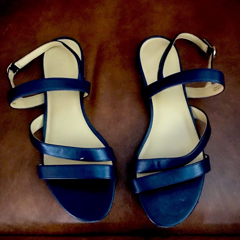 Navy kitten heel sandals